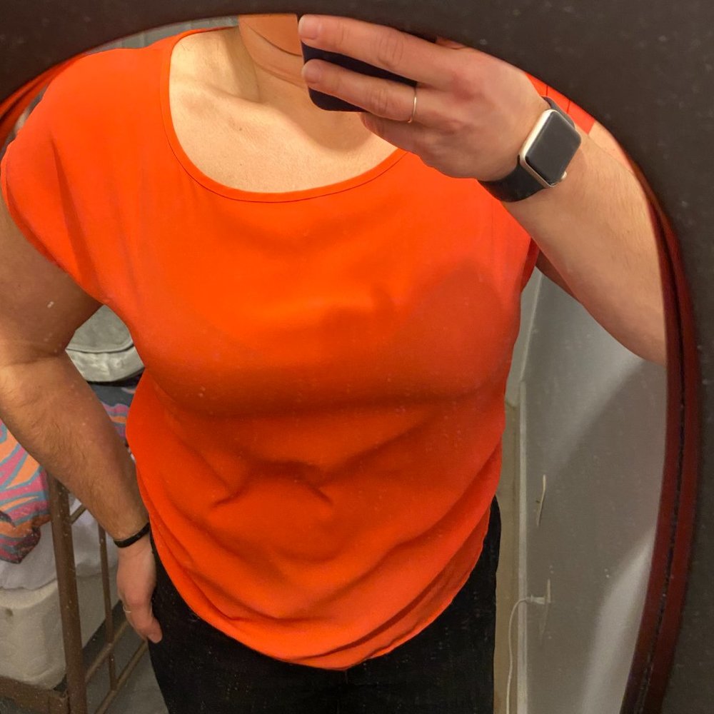 Bright Red Short Sleeve Blouse L NWOT - Picture 6 of 11